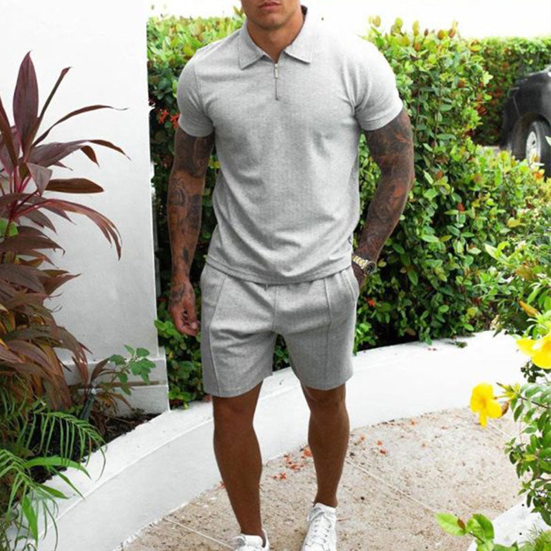 Ensemble polo et short homme – Coupe régulière – Col zippé