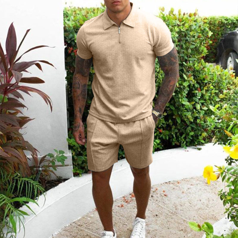 Ensemble polo et short homme – Coupe régulière – Col zippé