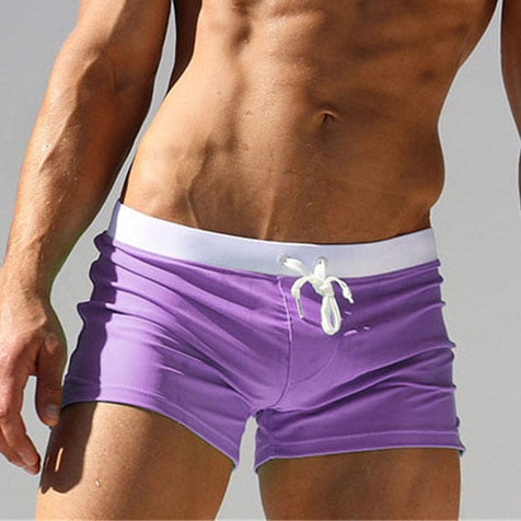 Maillot de bain homme – Coupe slim – Tissu séchage rapide – Taille ajustable – Fente latérale