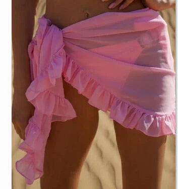 Jupe de plage femme – Coupe portefeuille – Tissu léger – Ourlet volanté – Taille nouée