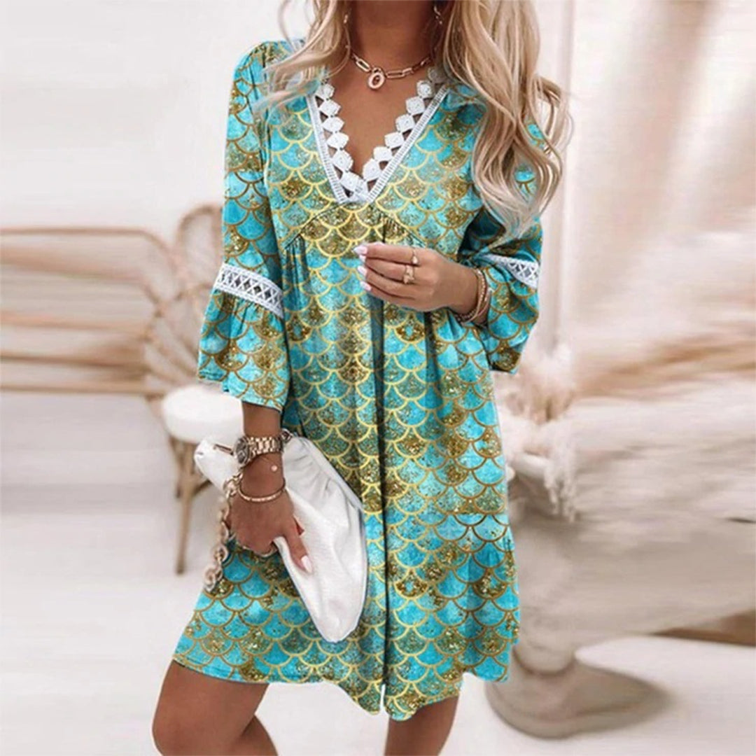 Robe femme – Coupe décontractée – Fibres naturelles respirantes – Style bohème dentelle