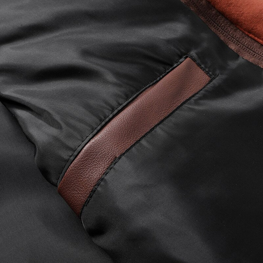 Blouson en cuir homme – Coupe ajustée – Capuche – Poches zippées – Finitions côtelées
