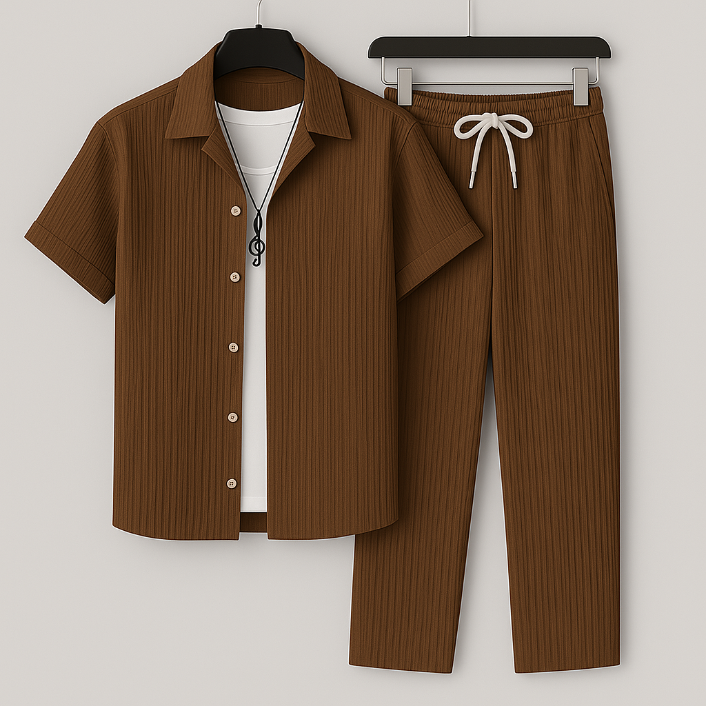 Ensemble Deux Pièces Homme – Coupe Décontractée – Tissu Respirant – Style Casual