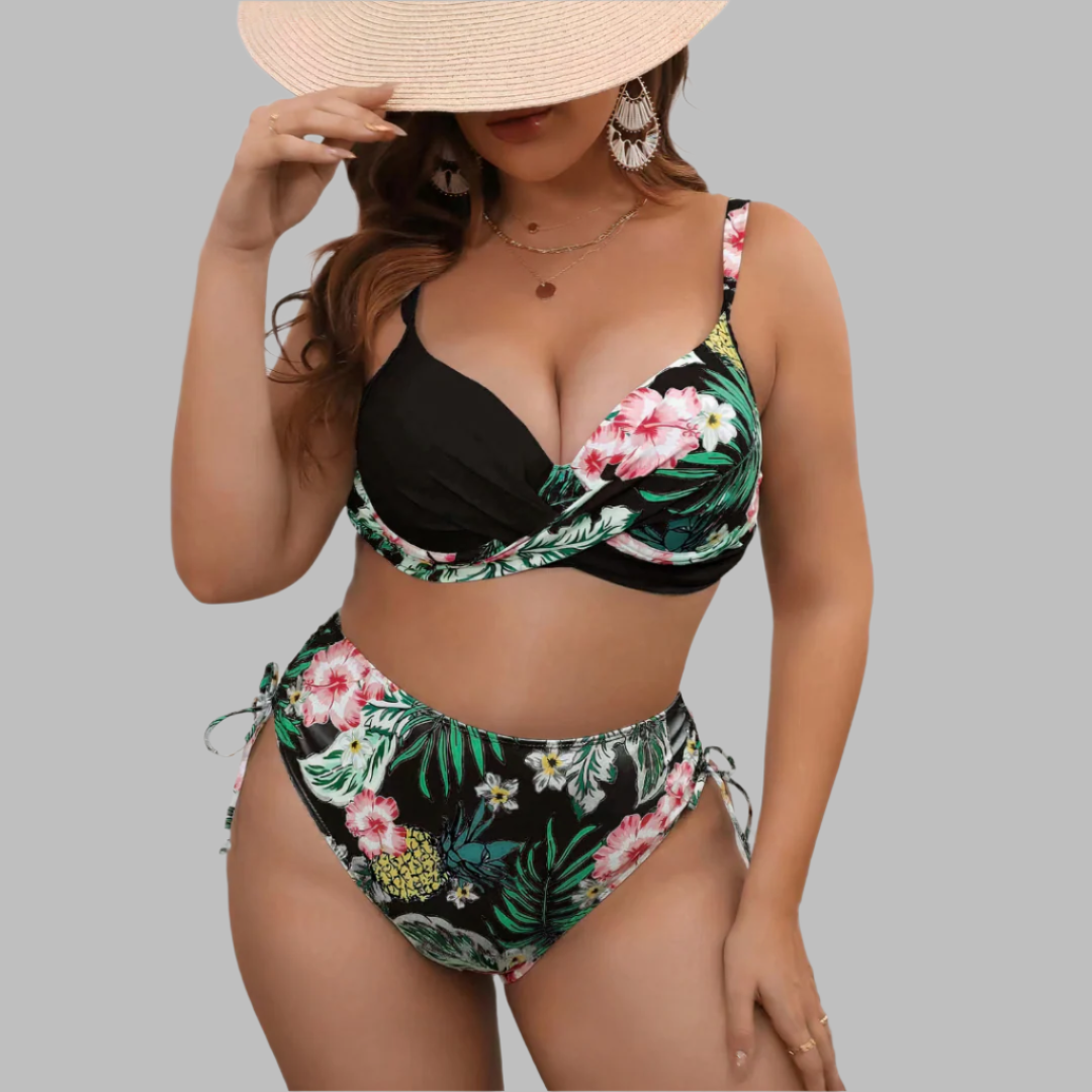Bikini femme – Coupe galbée – Taille haute – Haut torsadé – Bretelles réglables