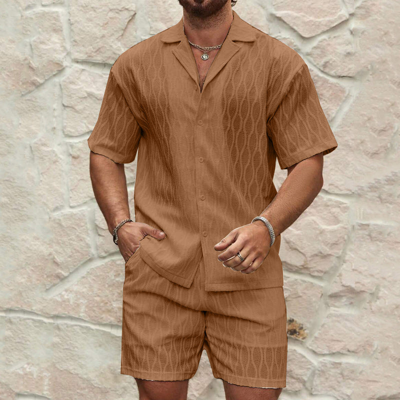 Ensemble Homme Décontracté – Chemise à Manches Courtes et Short – Coupe Ample – Tissu Respirant