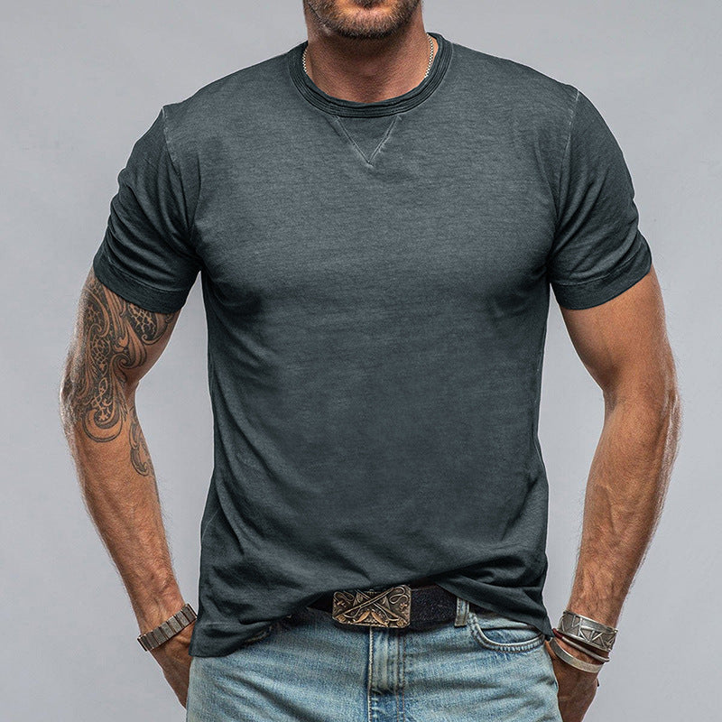 T-shirt homme – Coupe décontractée – Coton – Col rond – Manches courtes