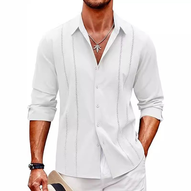 Chemise homme – Coupe décontractée – Manches longues – Tissu respirant – Style casual