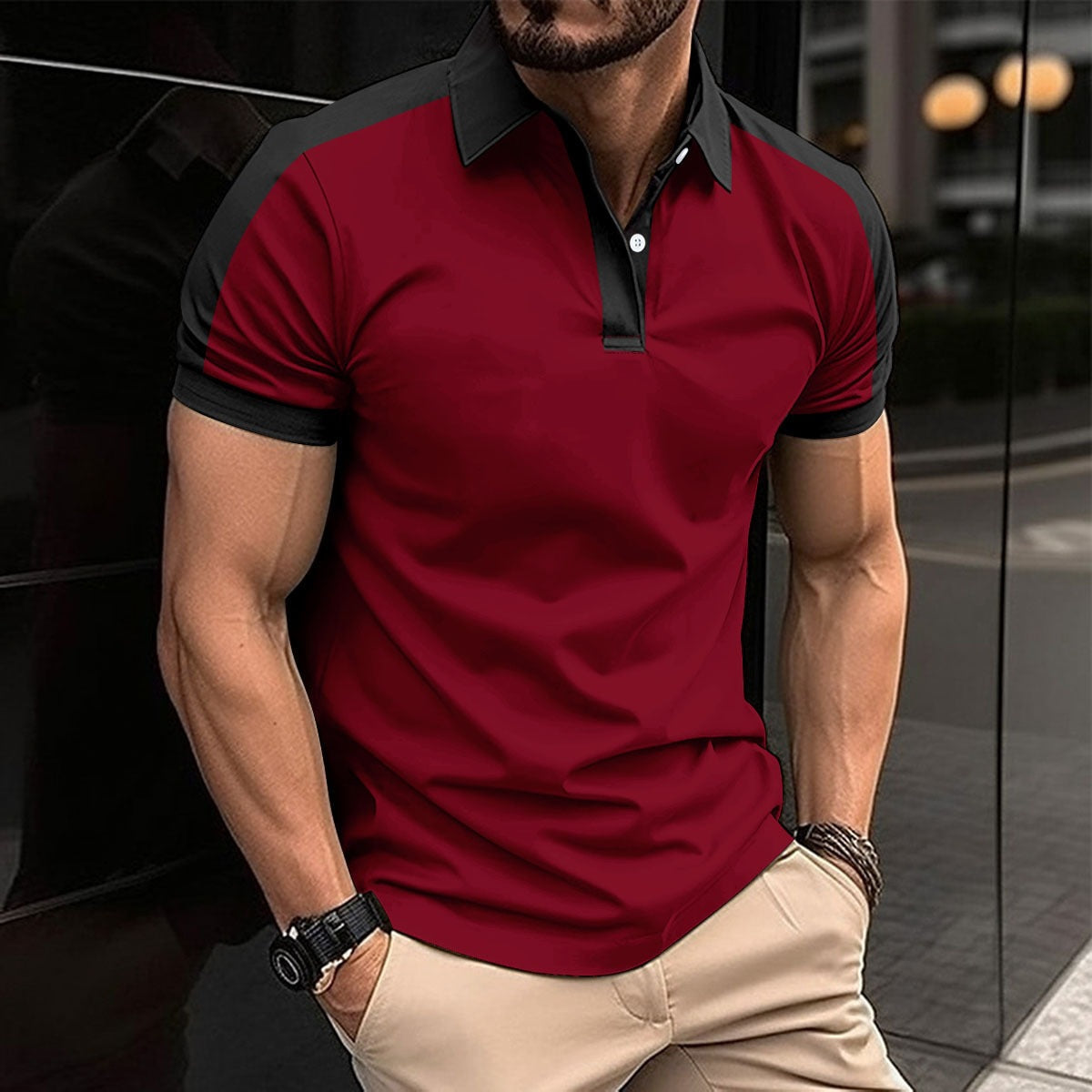 Polo homme – Coupe slim – Fibres naturelles – Col et manches contrastés