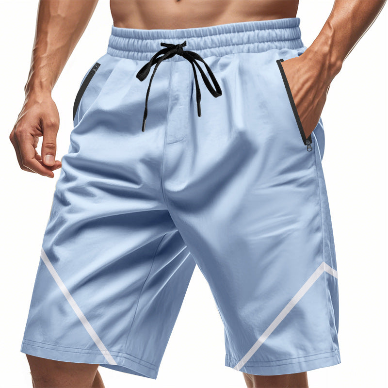 Short de sport homme – Séchage rapide – Coupe ample – Poches zippées – Cordon ajustable