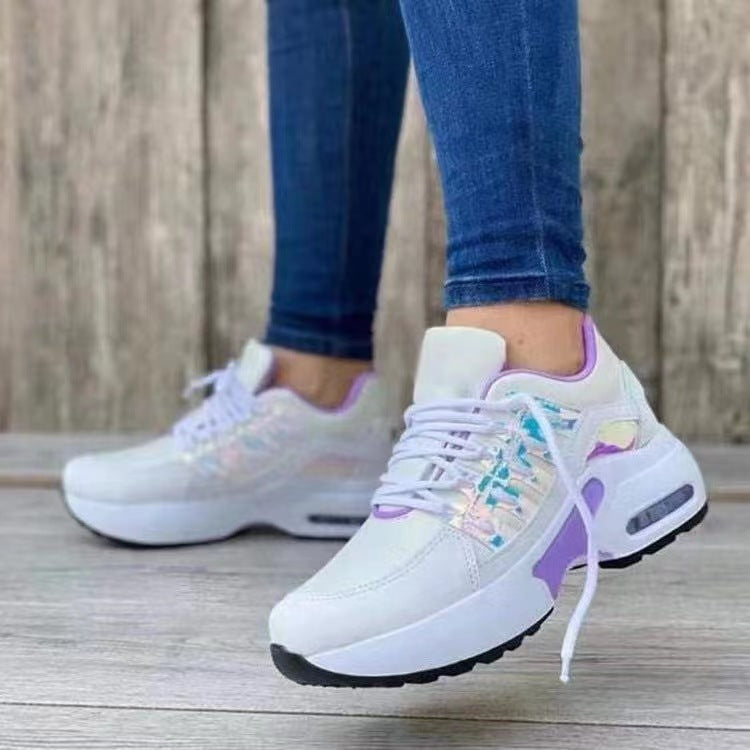 Chaussures de sport femme – Maille respirante – Talon compensé – Basse à lacets