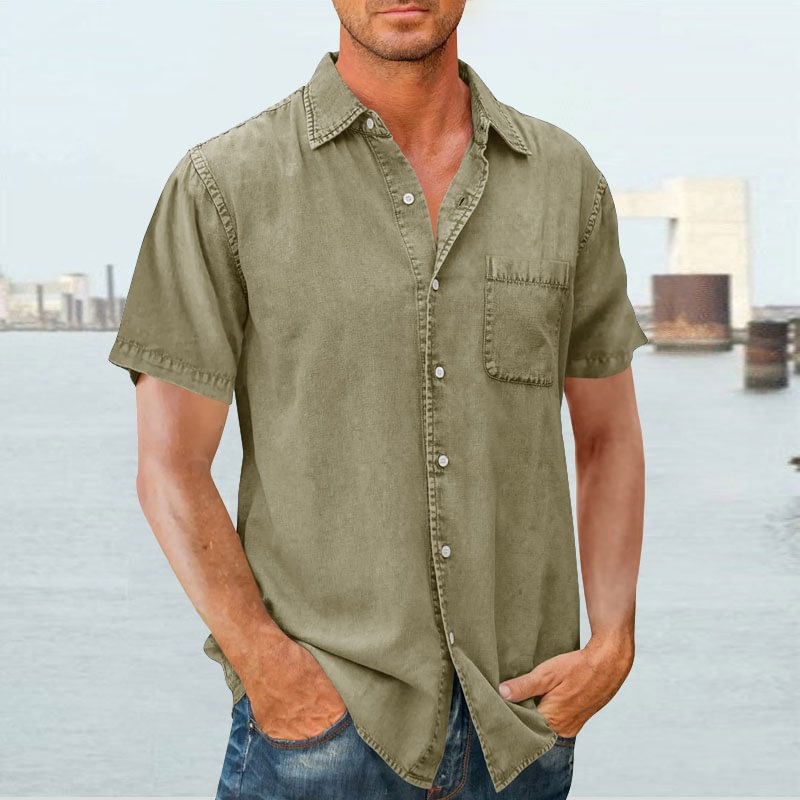 Chemise homme manches courtes – Coupe décontractée – Tissu respirant – Poche poitrine
