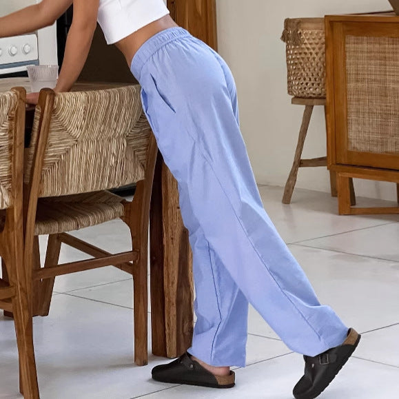 Pantalon femme large – Taille haute – Tissu structuré – Plis élégants – Longueur totale