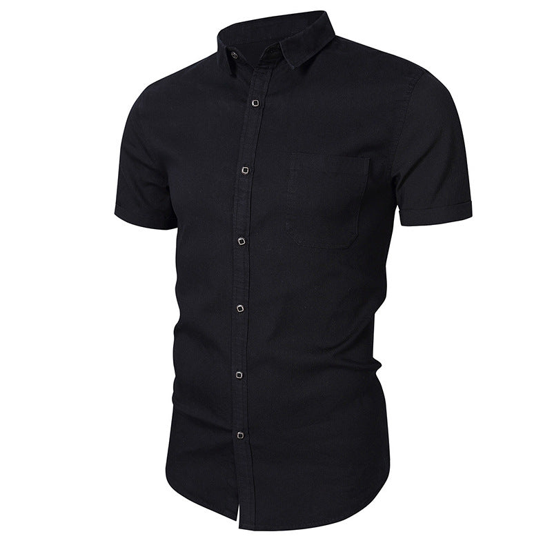 Chemise manches courtes homme – Coupe slim – Coton – Poche poitrine – Col classique