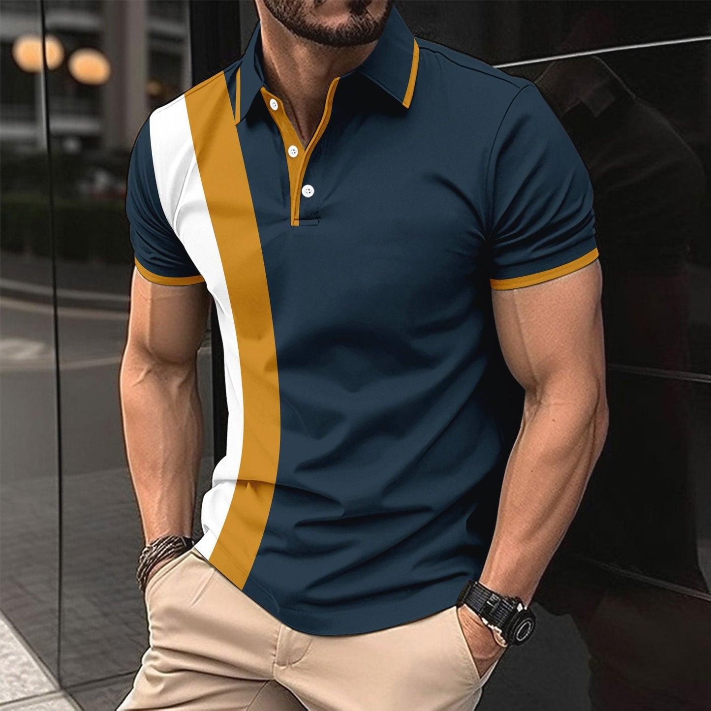 Polo homme – Coupe slim – Coton – Manches courtes structuré
