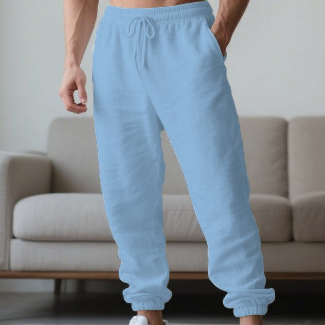 Pantalon homme – Coupe décontractée – Taille élastique avec cordon – Jambes fuselées