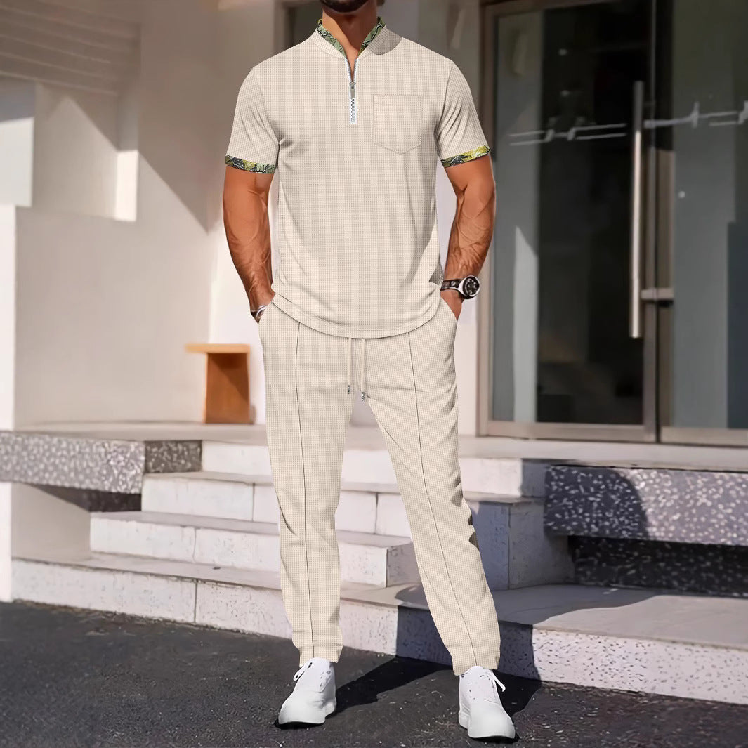 Ensemble de sport homme – Coupe ajustée – Col zippé – Poche poitrine