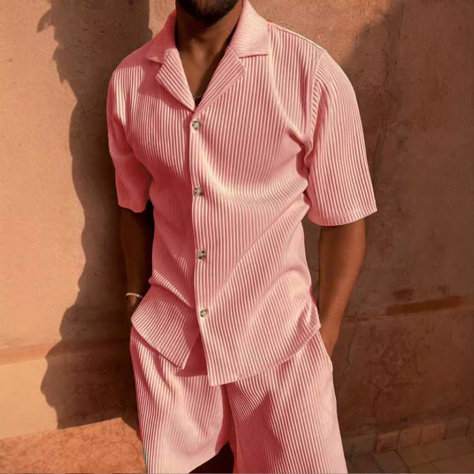 Chemise homme à manches courtes – Coupe décontractée – Tissu côtelé doux