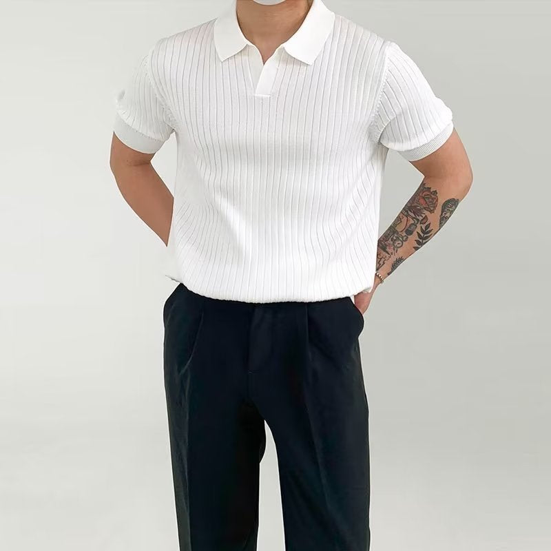 Polo homme – Coupe standard – Maille côtelée – Manches courtes confort respirant