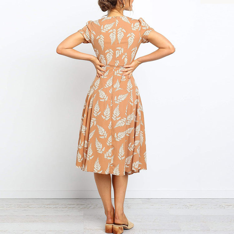 Robe midi femme – Coupe flatteuse – Tissu respirant – Manches courtes