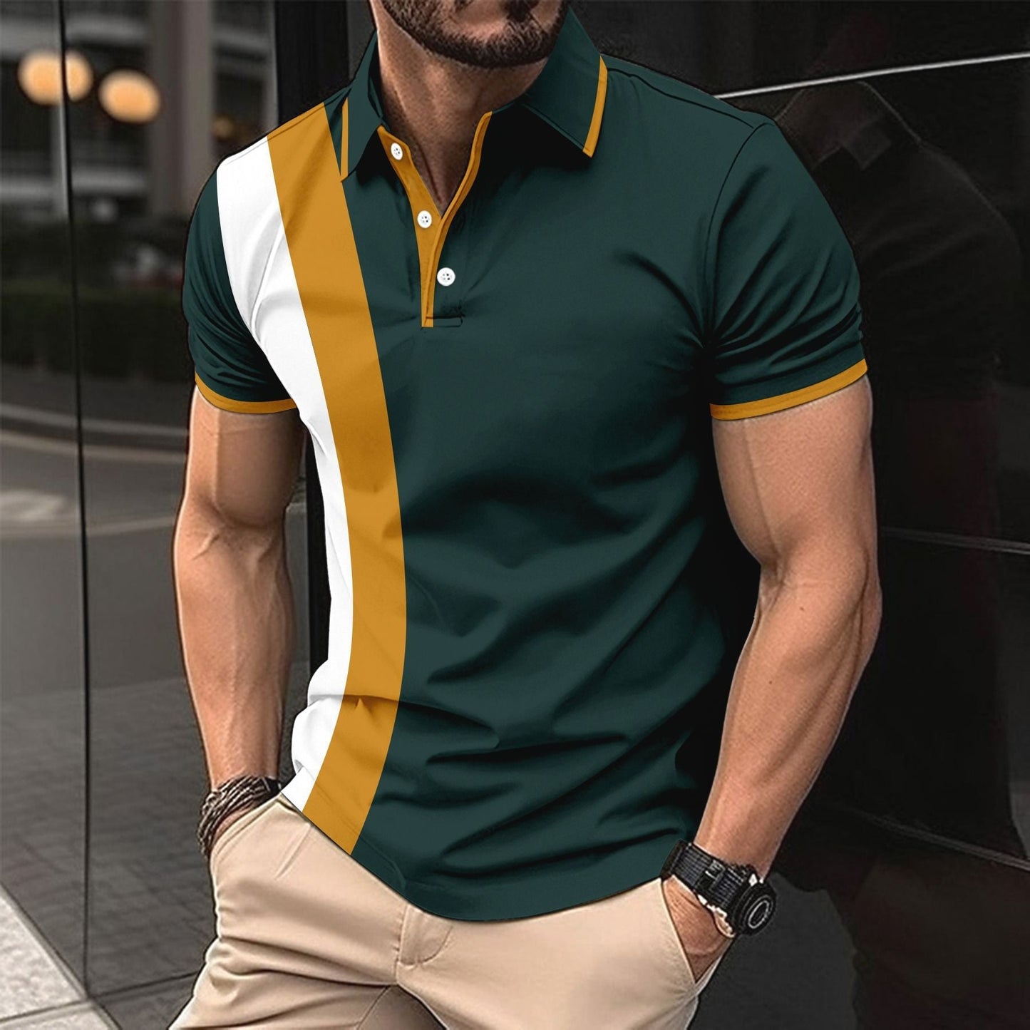 Polo homme – Coupe slim – Coton – Manches courtes structuré