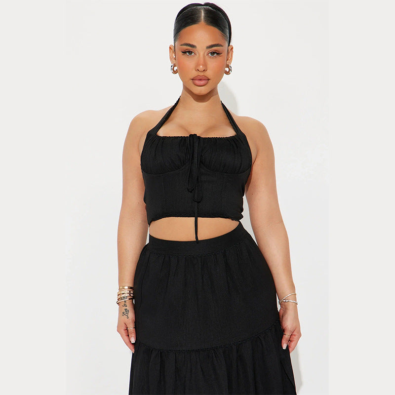 Jupe longue femme – Taille haute – Coupe fluide – Tissu léger – Volants superposés