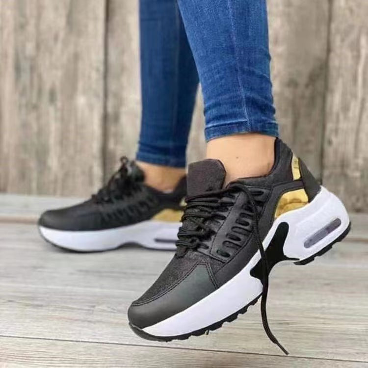 Chaussures de sport femme – Maille respirante – Talon compensé – Basse à lacets