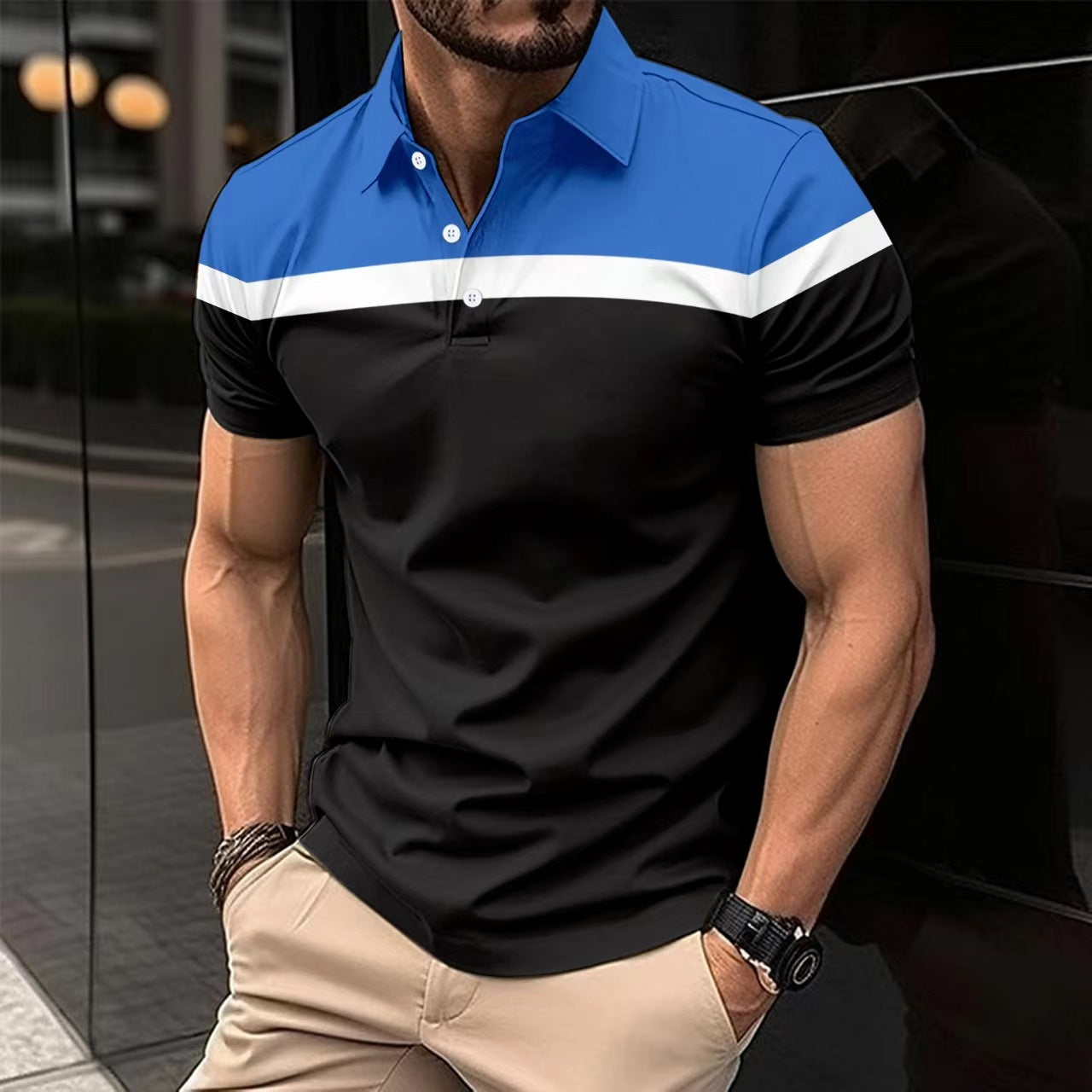 Polo homme – Coupe slim – Coton – Manches courtes structuré