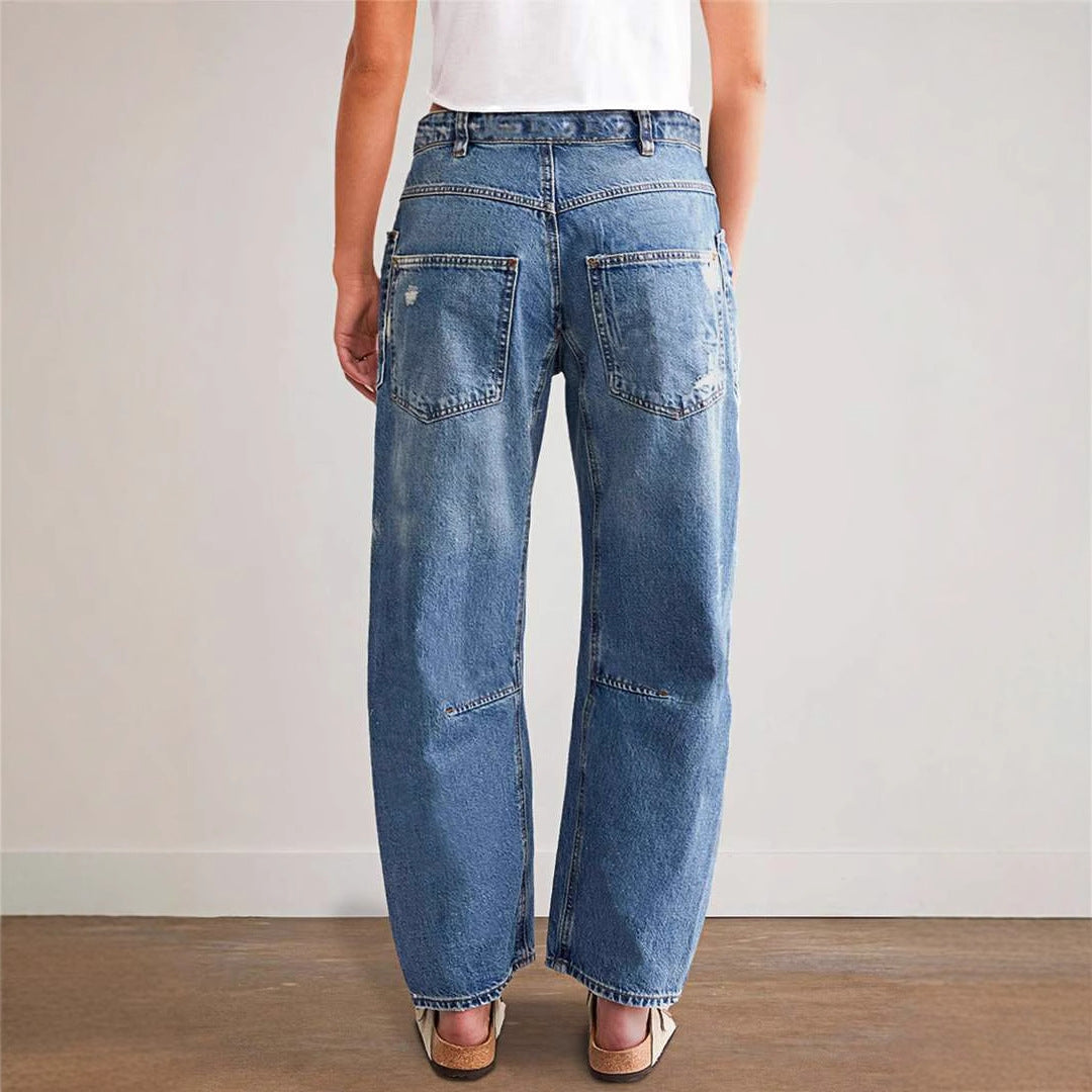 Women's jeans – Boyfriend fit – Distressed details – Large pockets – High waist