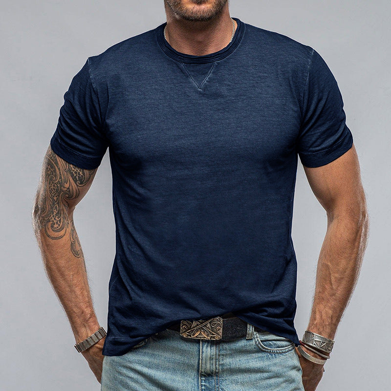 T-shirt homme – Coupe décontractée – Coton – Col rond – Manches courtes