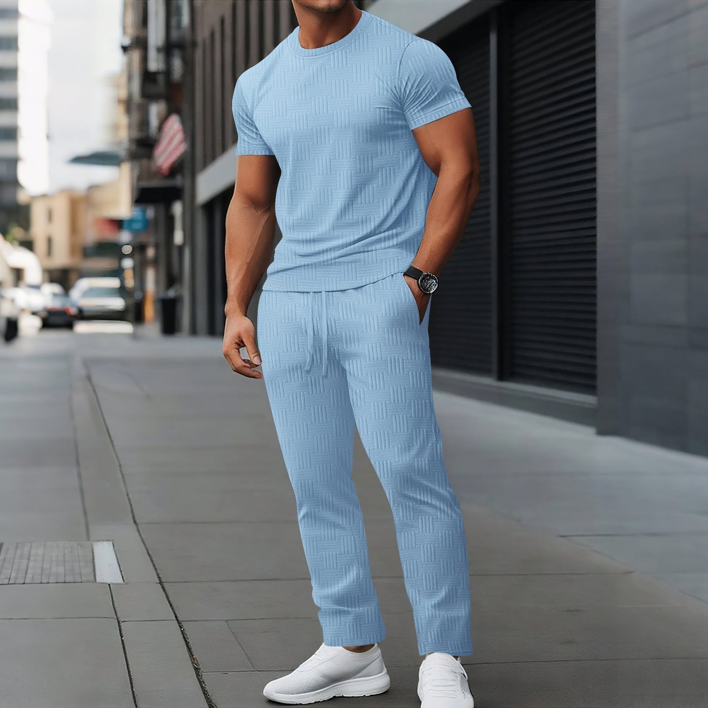 Ensemble de sport homme – Coupe slim – Coton – Tissu extensible