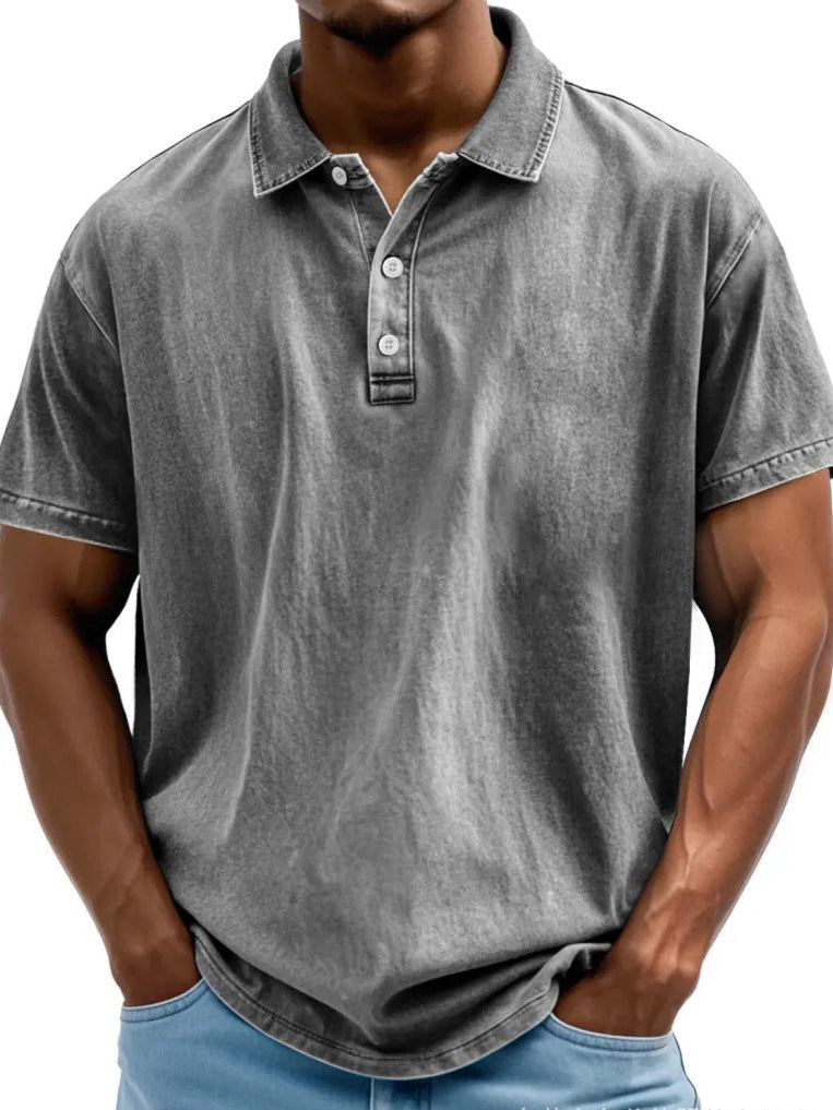 Polo homme – Coupe décontractée – Fibres naturelles – Effet délavé vintage