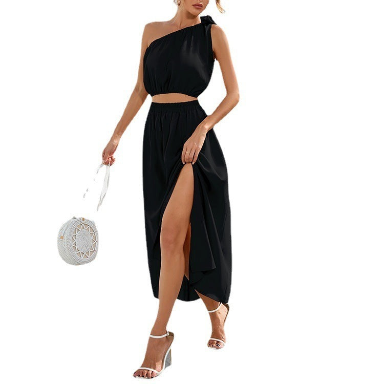 Ensemble Deux Pièces Femme – Épaule Dénudée – Fente Haute – Coupe Fluide