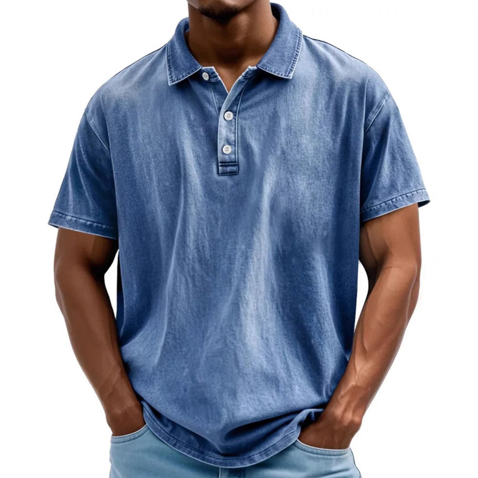 Polo homme – Coupe décontractée – Fibres naturelles – Effet délavé vintage