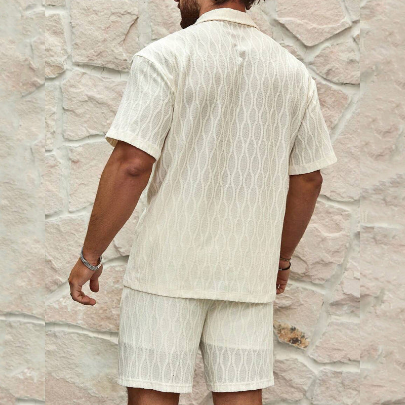 Ensemble Homme Décontracté – Chemise à Manches Courtes et Short – Coupe Ample – Tissu Respirant