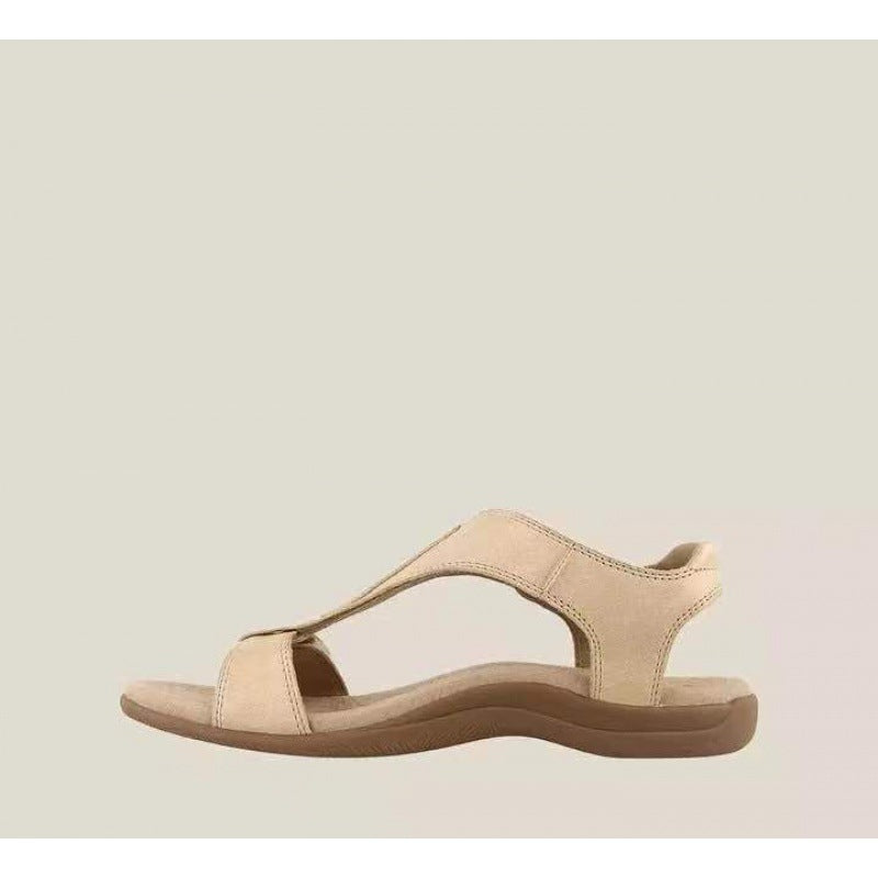 Sandales Compensées Femme – Tige T-Bar – Semelle Rembourrée – Fermeture Velcro
