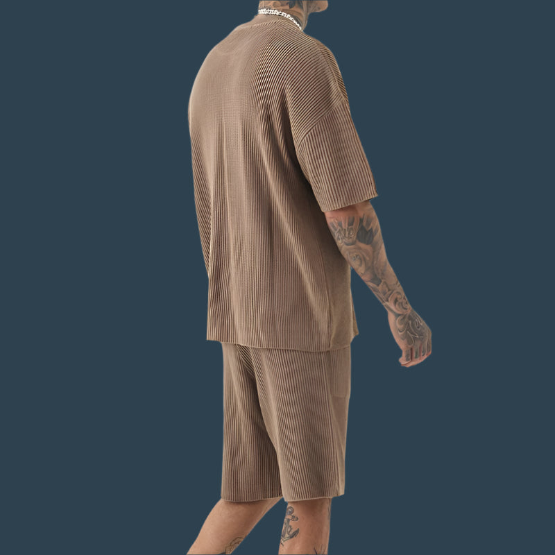 Haut homme décontracté – Maille côtelée – Coupe relax – Manches courtes respirantes