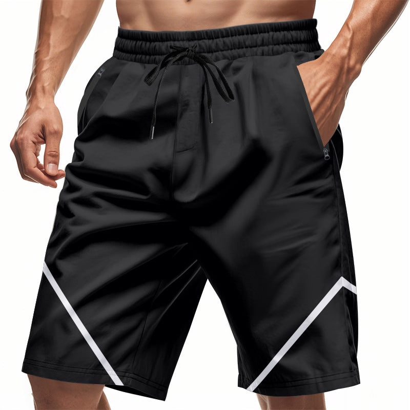 Short de sport homme – Séchage rapide – Coupe ample – Poches zippées – Cordon ajustable