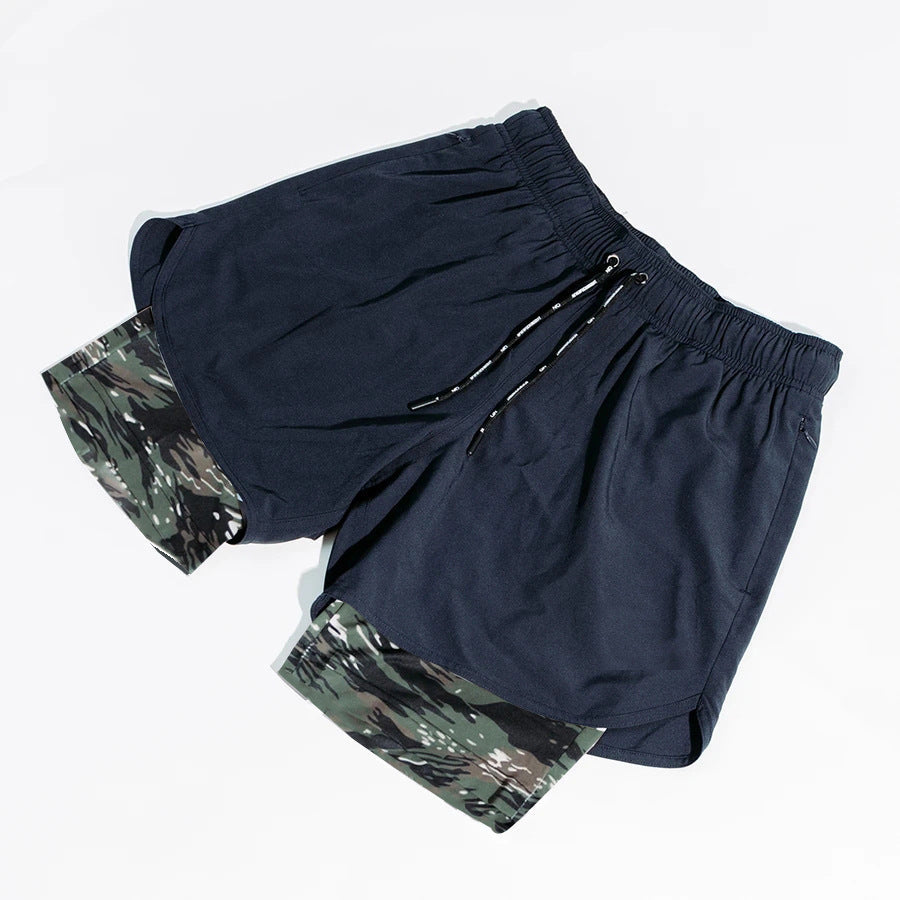 Short de sport homme – Coupe ample – Doublure compressive – Poches latérales