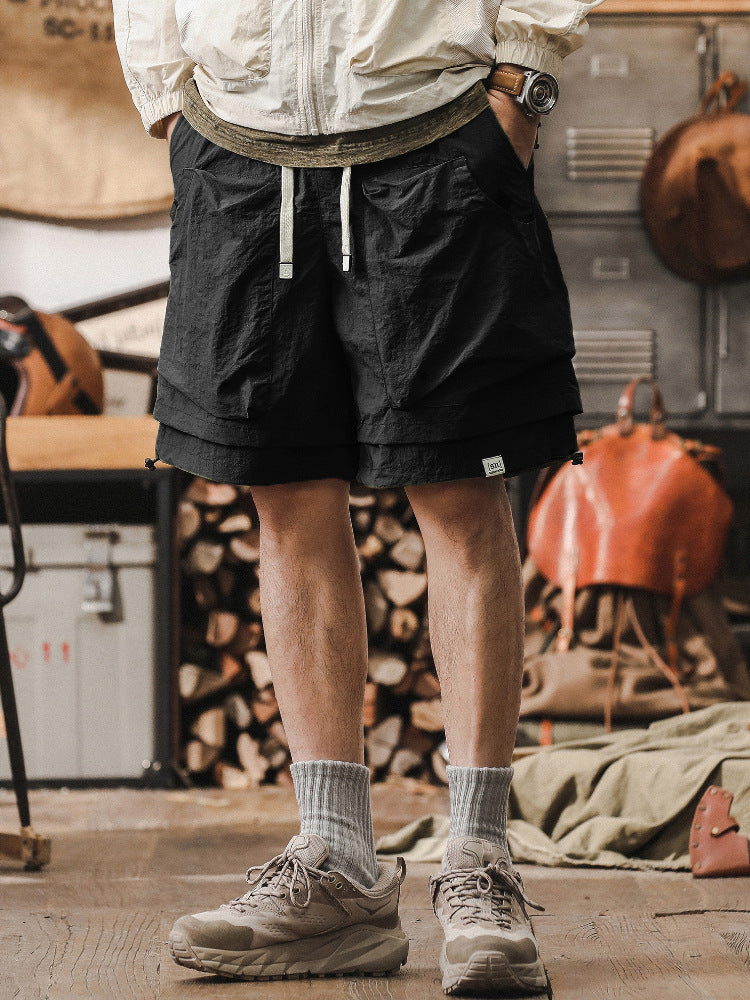 Short cargo homme – Séchage rapide – Coupe ample – Taille ajustable – Poches ventilées