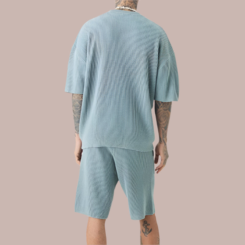 Haut homme décontracté – Maille côtelée – Coupe relax – Manches courtes respirantes