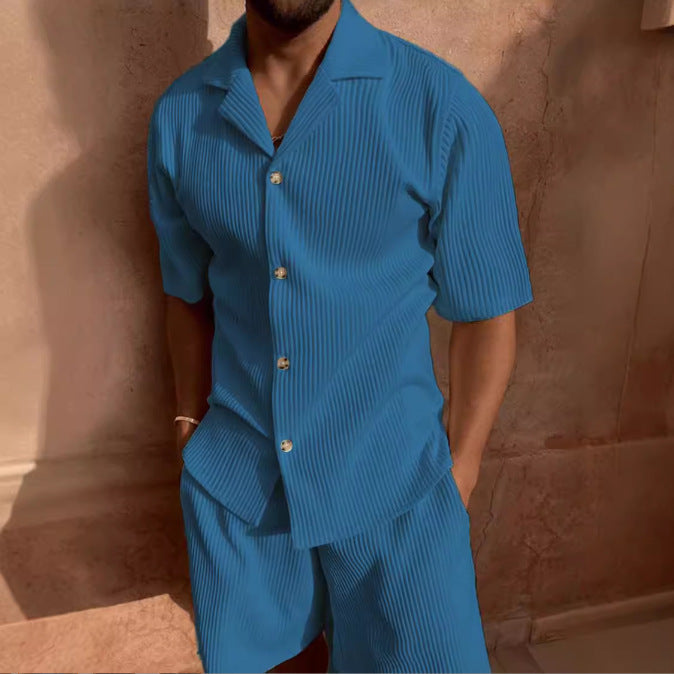 Chemise homme à manches courtes – Coupe décontractée – Tissu côtelé doux