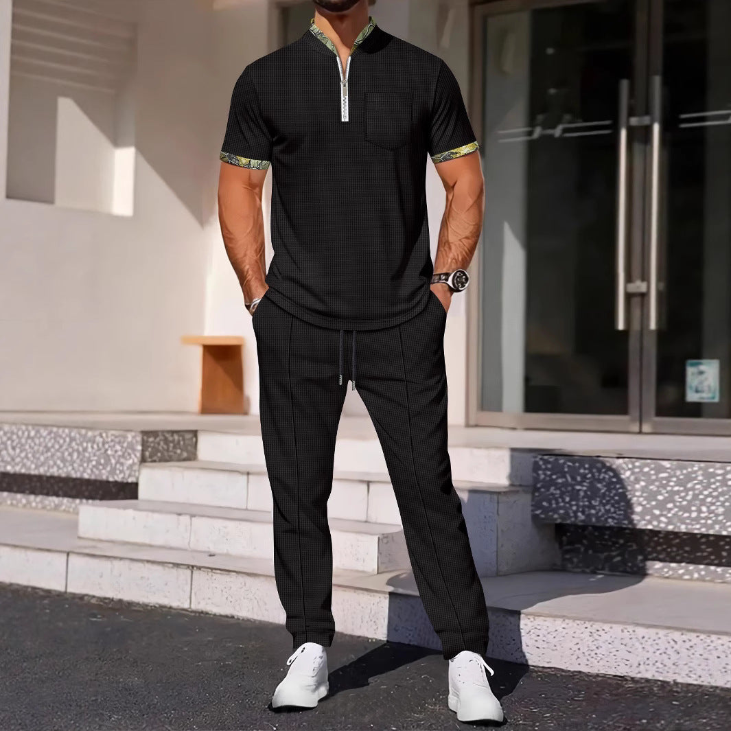 Ensemble de sport homme – Coupe ajustée – Col zippé – Poche poitrine