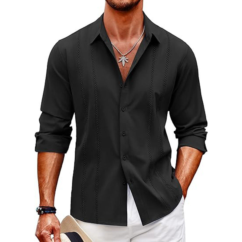 Chemise homme – Coupe décontractée – Manches longues – Tissu respirant – Style casual