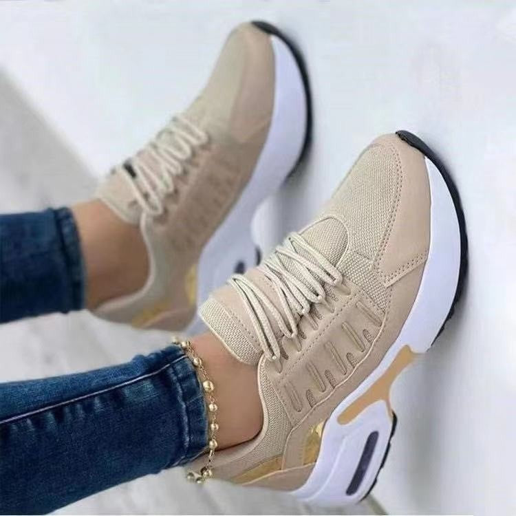 Chaussures de sport femme – Maille respirante – Talon compensé – Basse à lacets