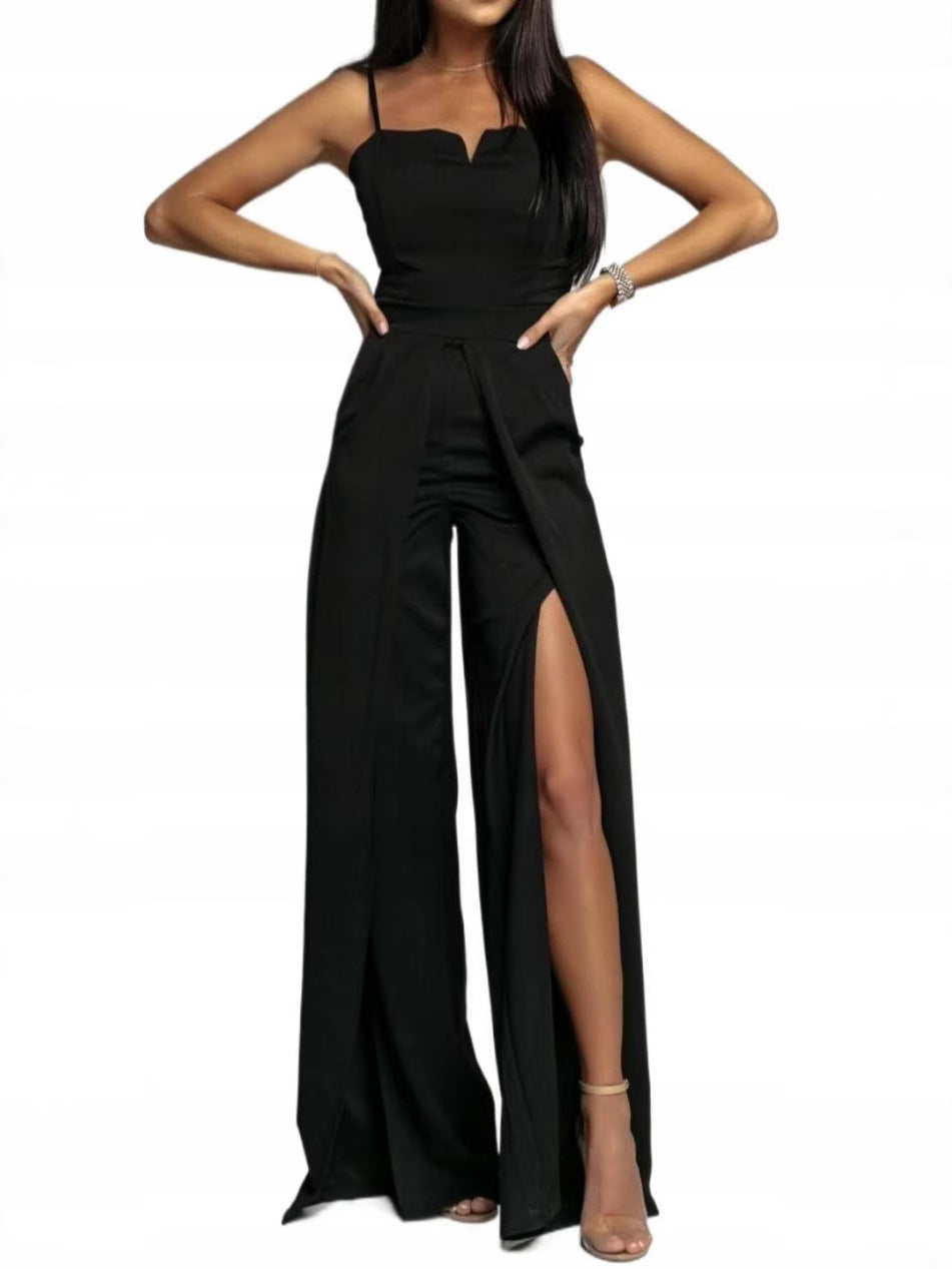 Combinaison femme – Coupe slim bustier – Jambe large fendue