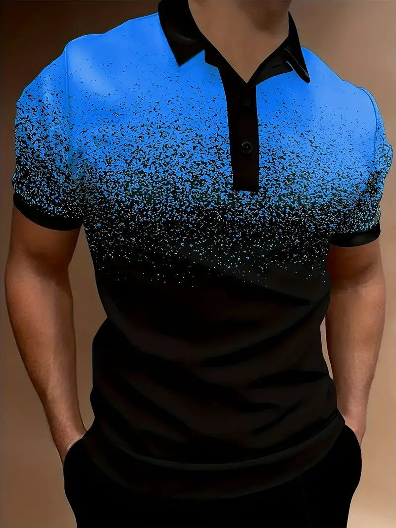 Men's polo – Slim fit – Gradient pattern – Soft breathable fabric – Casual style