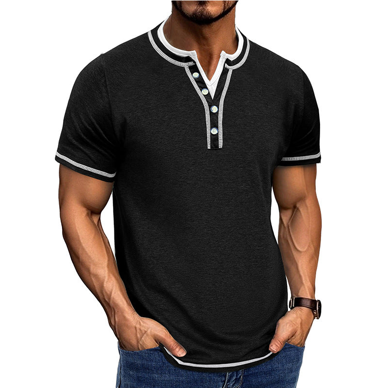 Chemise Henley Homme – Coton – Patte de Boutonnage – Manches Courtes