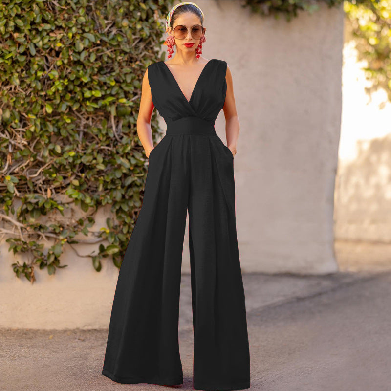 Combinaison Femme – Coupe Slim – Sans Manches – Jambes Larges