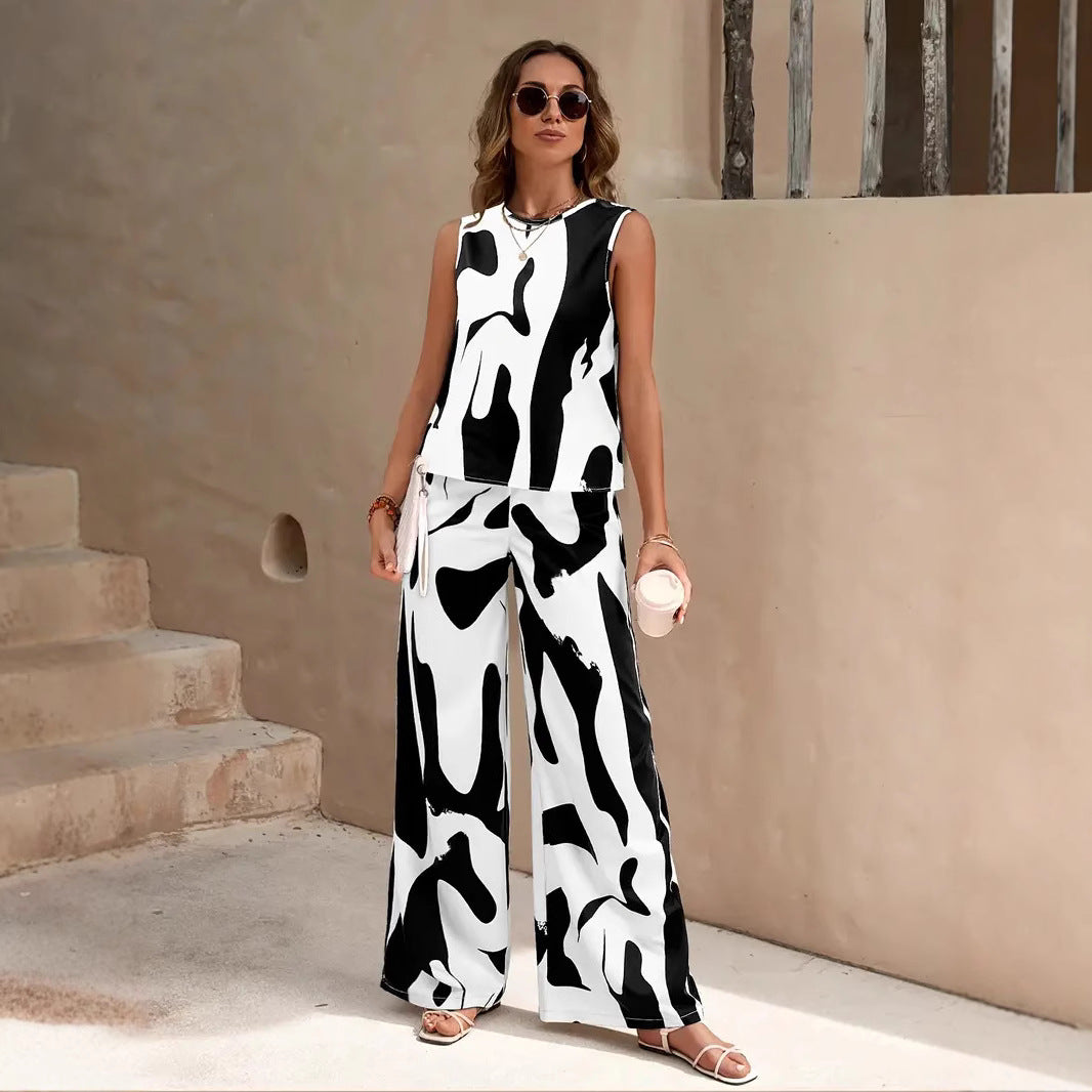 Ensemble Femme 2 Pièces – Débardeur Fluide et Pantalon Large – Tissu Respirant