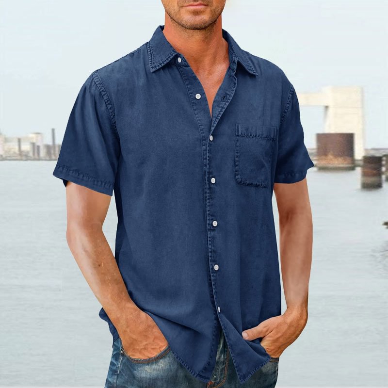 Chemise homme manches courtes – Coupe décontractée – Tissu respirant – Poche poitrine
